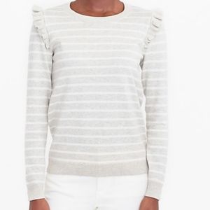 J.Crew striped ruffle shoulder sweater